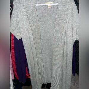 EVIE Light Gray Open-Front Knit Cardigan